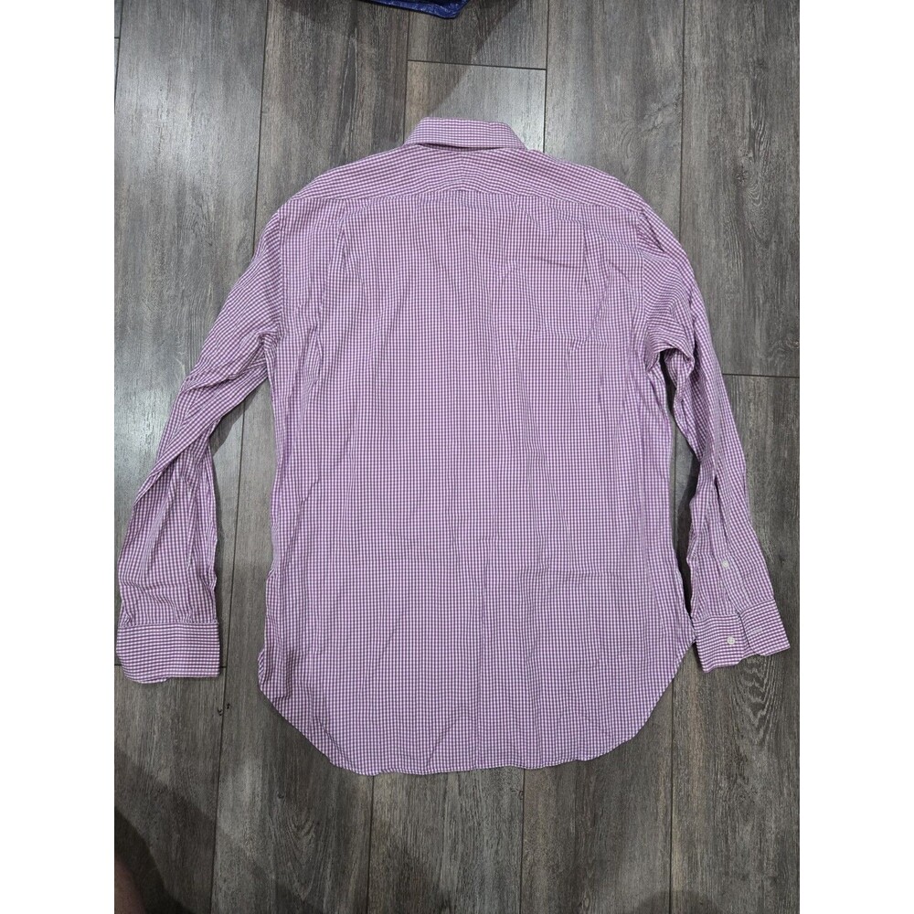 Sid Mashburn Mens Dress Shirt 16.5 35 Purple White Gingham Check Button Front - Picture 5 of 5